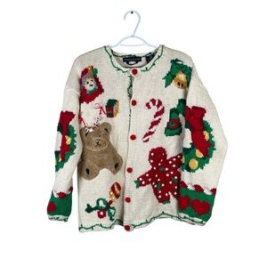 Vintage 1994 Christmas sweater Festive Holiday Cardigan | Size‎ Medium